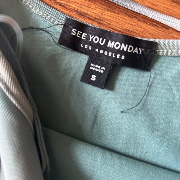 See You Monday Maxi Mesh Lined Bodycon Blue Green Dress Size Small Worn one time - Picture 5 of 12